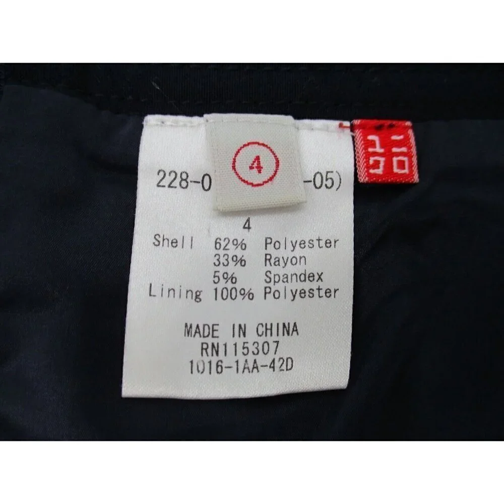 Uniqlo Womens Skirt 4 Black Zipper Straight Casual Lined Preppy Business Classic